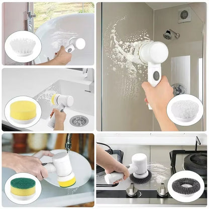 5 In1 Electric Spin Scrubber, Spin Scrubber with 5 Replaceable Brush Heads Bathroom Cleaning Brush,Power Electric Cleaning Brush