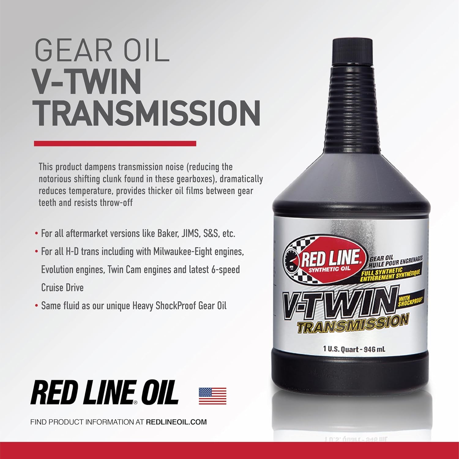 42804 Full Synthetic Gear Oil, V-Twin Transmission Oil with Shockproof - 1 Quart