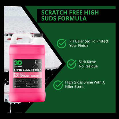 Pink Car Soap – 1 Gallon |Ph Neutral Car Wash Soap with High Suds & Cherry Scent | Scratch-Free, High Gloss Shine | Safe on Wax & Sealants | Weekly Car Care