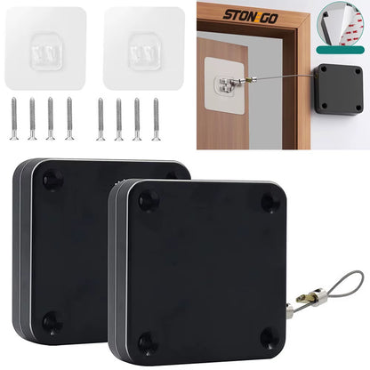 STONEGO No-Punch Automatic Closers Door and Window Sliding with Steel Drawstring Screen Door Automatic Door Closing Closers
