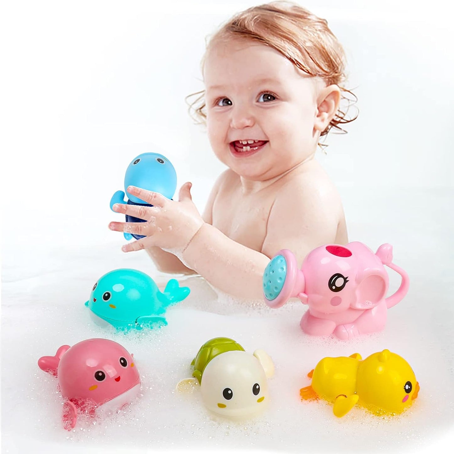 Bath Toys, 6 Pack Baby Bath Toys for Toddlers 1-3, Floating Wind-Up Toys Swimming Pool Games Water Play Set Gift for Bathtub Shower Beach Infant Toddlers Kids Boys Girls Ages 4-8 Years Old