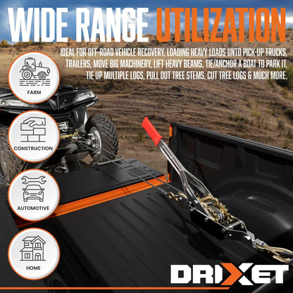 Come along Winch Heavy Duty - 4 Ton Power Puller Hand Winch with Cable and Pulley - Come along Tool - Power Cable Puller with Dual Gears Ratchet System for Easy Hand Pulling (3 Hooks)-