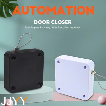 STONEGO No-Punch Automatic Closers Door and Window Sliding with Steel Drawstring Screen Door Automatic Door Closing Closers