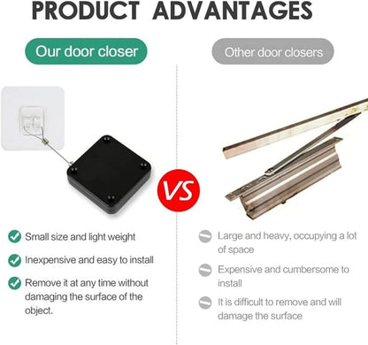 SHIMIDO Ferme-Porte Automatique Rétractable, Installation Sans Outil, Puissance 1.5kg, Universel et Fiable