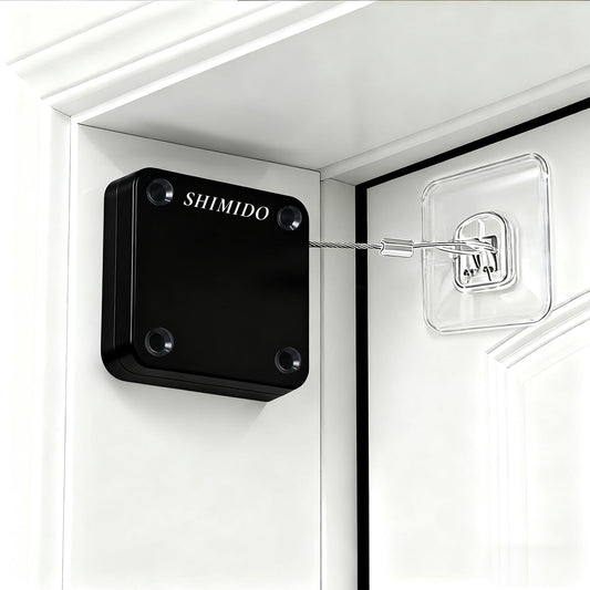 SHIMIDO Ferme-Porte Automatique Rétractable, Installation Sans Outil, Puissance 1.5kg, Universel et Fiable