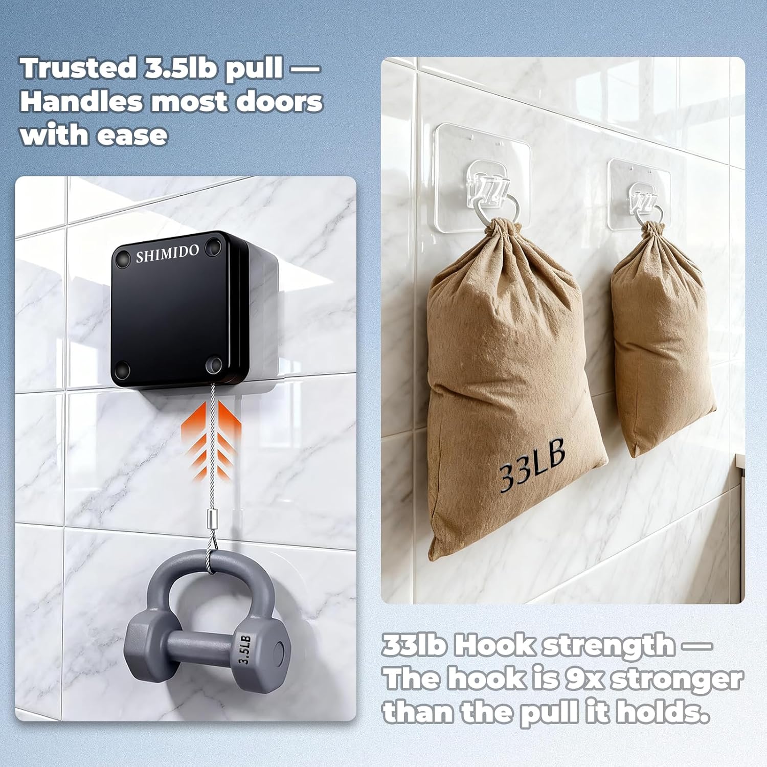 SHIMIDO Ferme-Porte Automatique Rétractable, Installation Sans Outil, Puissance 1.5kg, Universel et Fiable