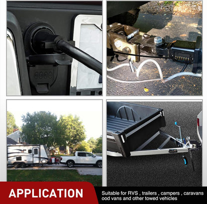 12Feet 7Way Heavy Duty 7 Pin Plug Inline Trailer Cord for Truck Camper Blade Molded RV Cable Wire Weatherproof & Corrosion Resistant-12Ft, 2 Years Warranty