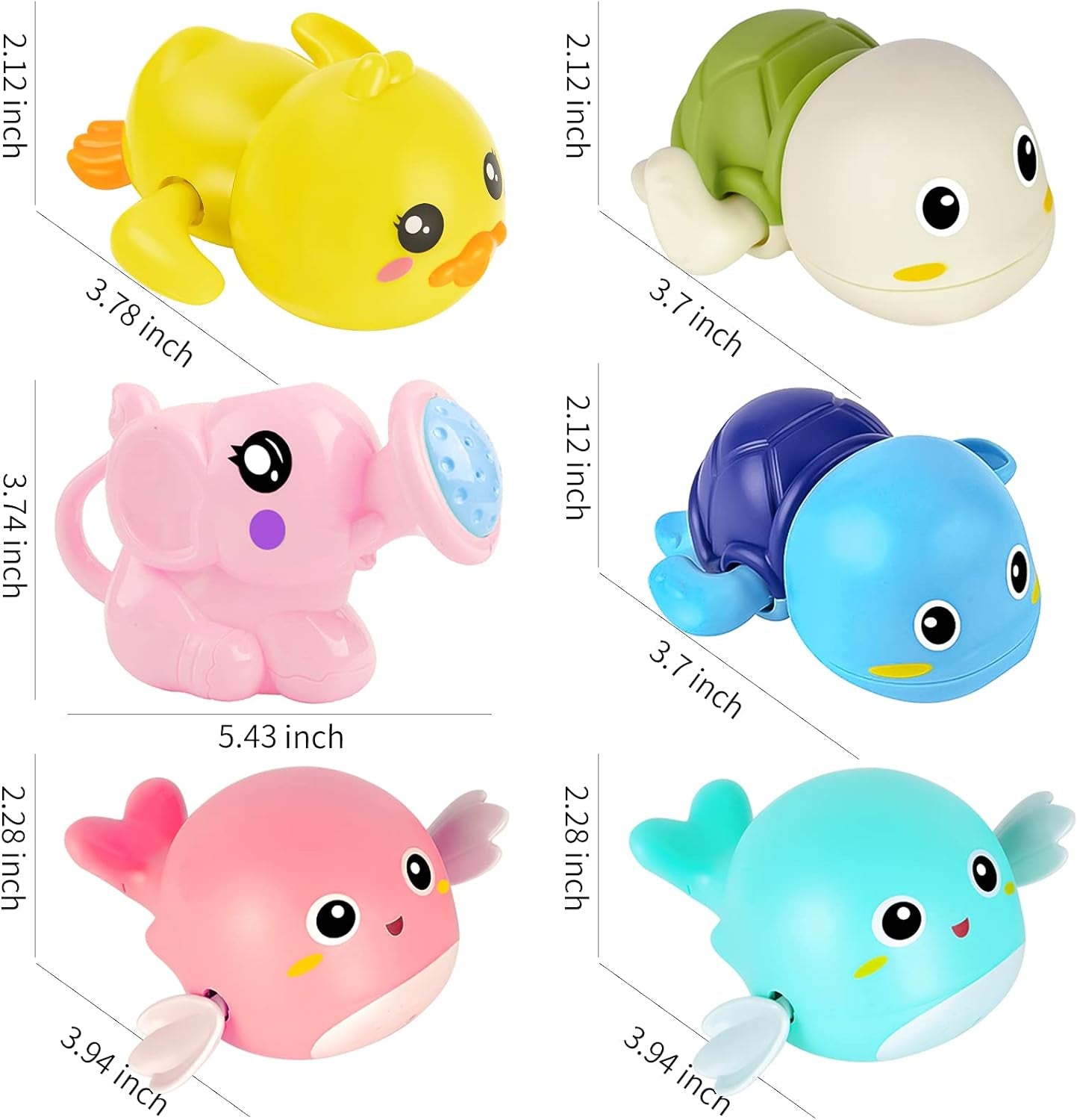 Bath Toys, 6 Pack Baby Bath Toys for Toddlers 1-3, Floating Wind-Up Toys Swimming Pool Games Water Play Set Gift for Bathtub Shower Beach Infant Toddlers Kids Boys Girls Ages 4-8 Years Old