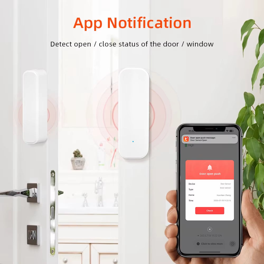 Zigbee or Wifi Window Door Sensor with Battery Tuya Smart Home Security Alarm System Voice Control via Alexa Google Home Smart
