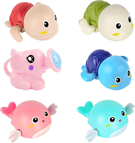 Bath Toys, 6 Pack Baby Bath Toys for Toddlers 1-3, Floating Wind-Up Toys Swimming Pool Games Water Play Set Gift for Bathtub Shower Beach Infant Toddlers Kids Boys Girls Ages 4-8 Years Old